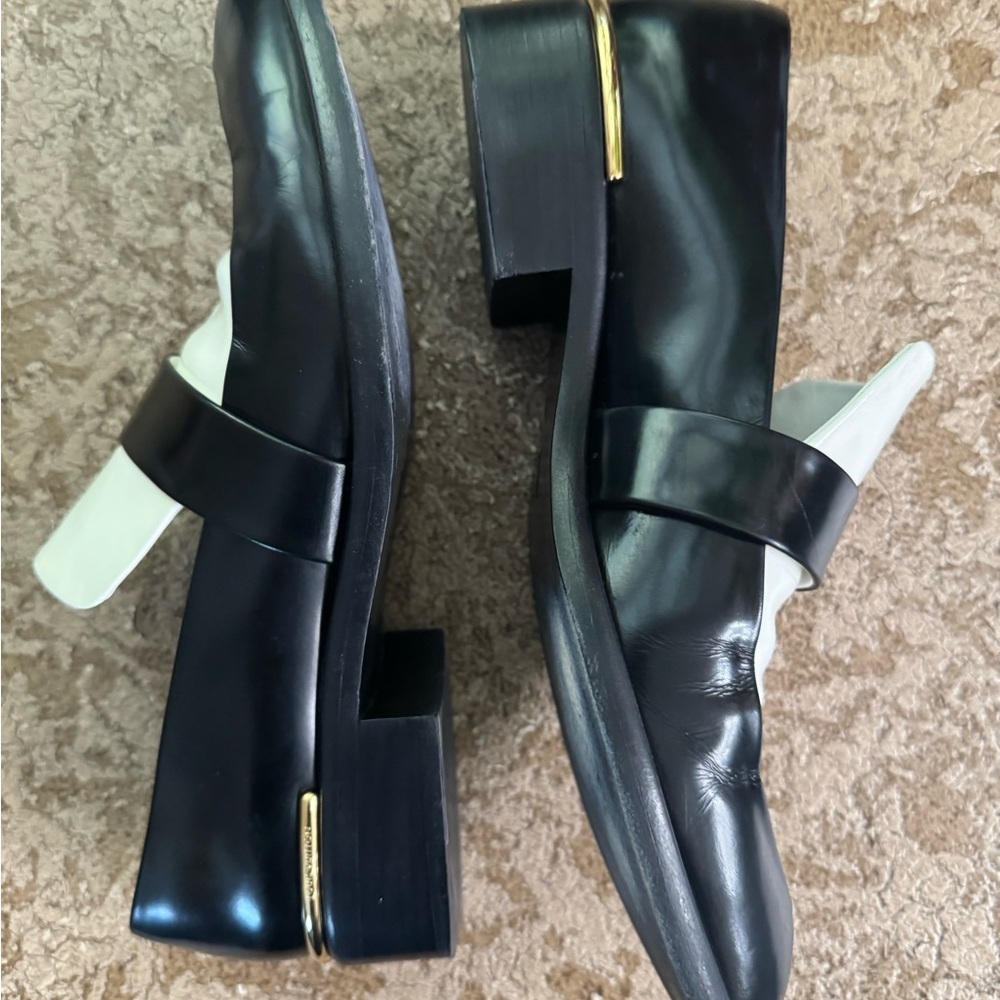 Louis Vuitton 2015 Women’s Loafers Black White Gold Heel Detail Size 7.5 Luxury - Picture 7 of 15